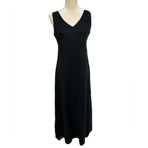 Banana Republic Black Maxi 100% Linen V-neck Sleeveless Dress Size 6
